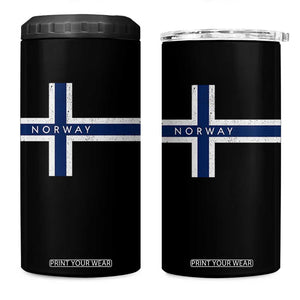 Norway Flag Cross 4 in 1 Can Cooler Tumbler Vintage Distressed Norwegian Heritage Patriotic Scandinavian Graphic