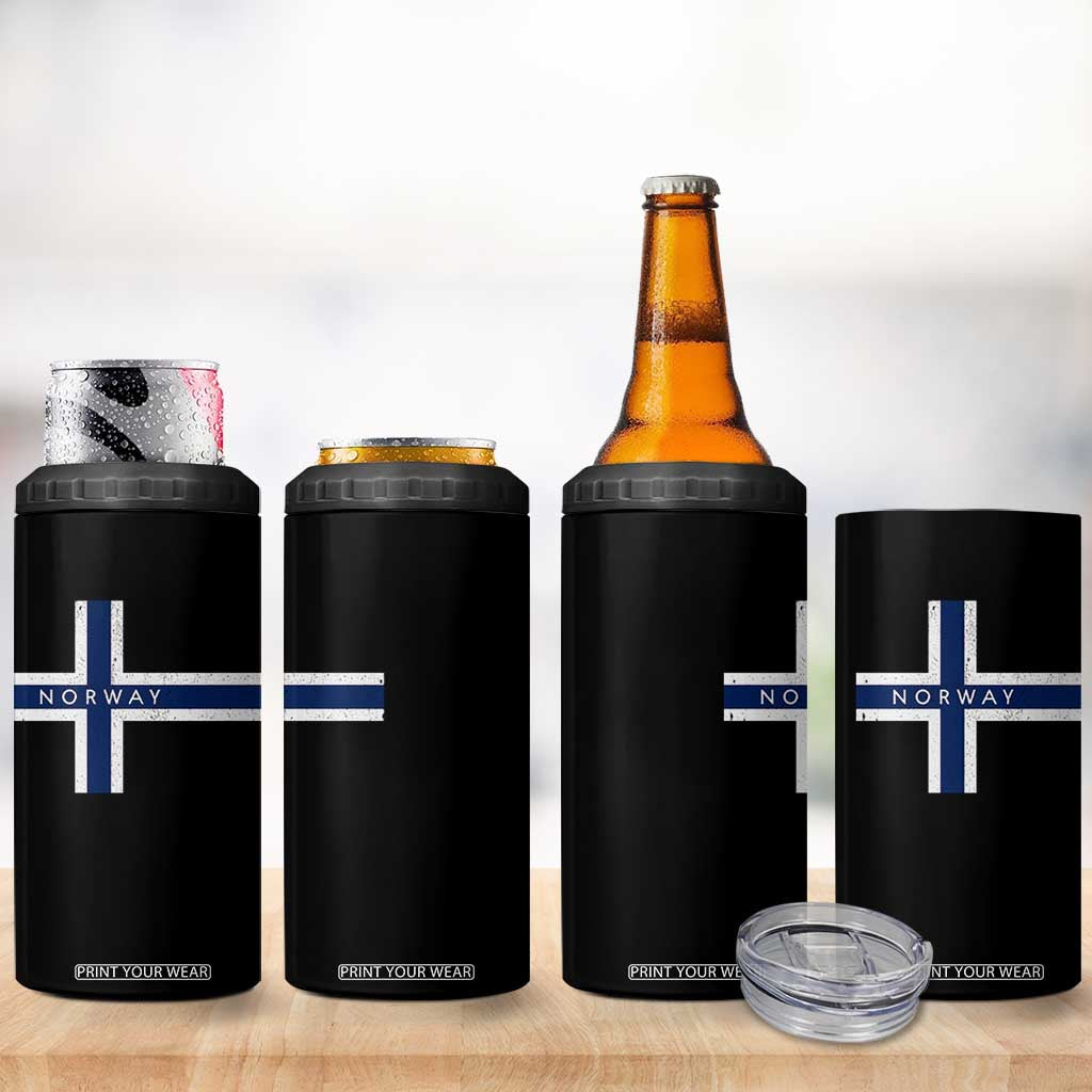 Norway Flag Cross 4 in 1 Can Cooler Tumbler Vintage Distressed Norwegian Heritage Patriotic Scandinavian Graphic
