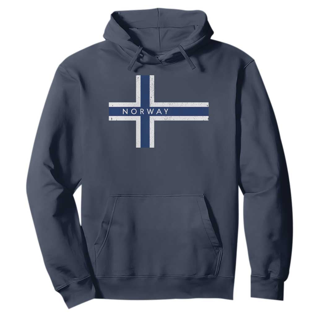 Norway Flag Cross Hoodie Vintage Distressed Norwegian Heritage Patriotic Scandinavian Graphic