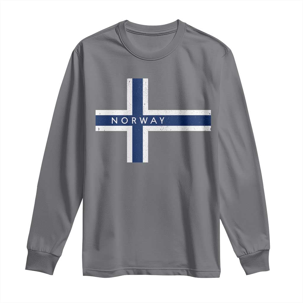 Norway Flag Cross Long Sleeve Shirt Vintage Distressed Norwegian Heritage Patriotic Scandinavian Graphic