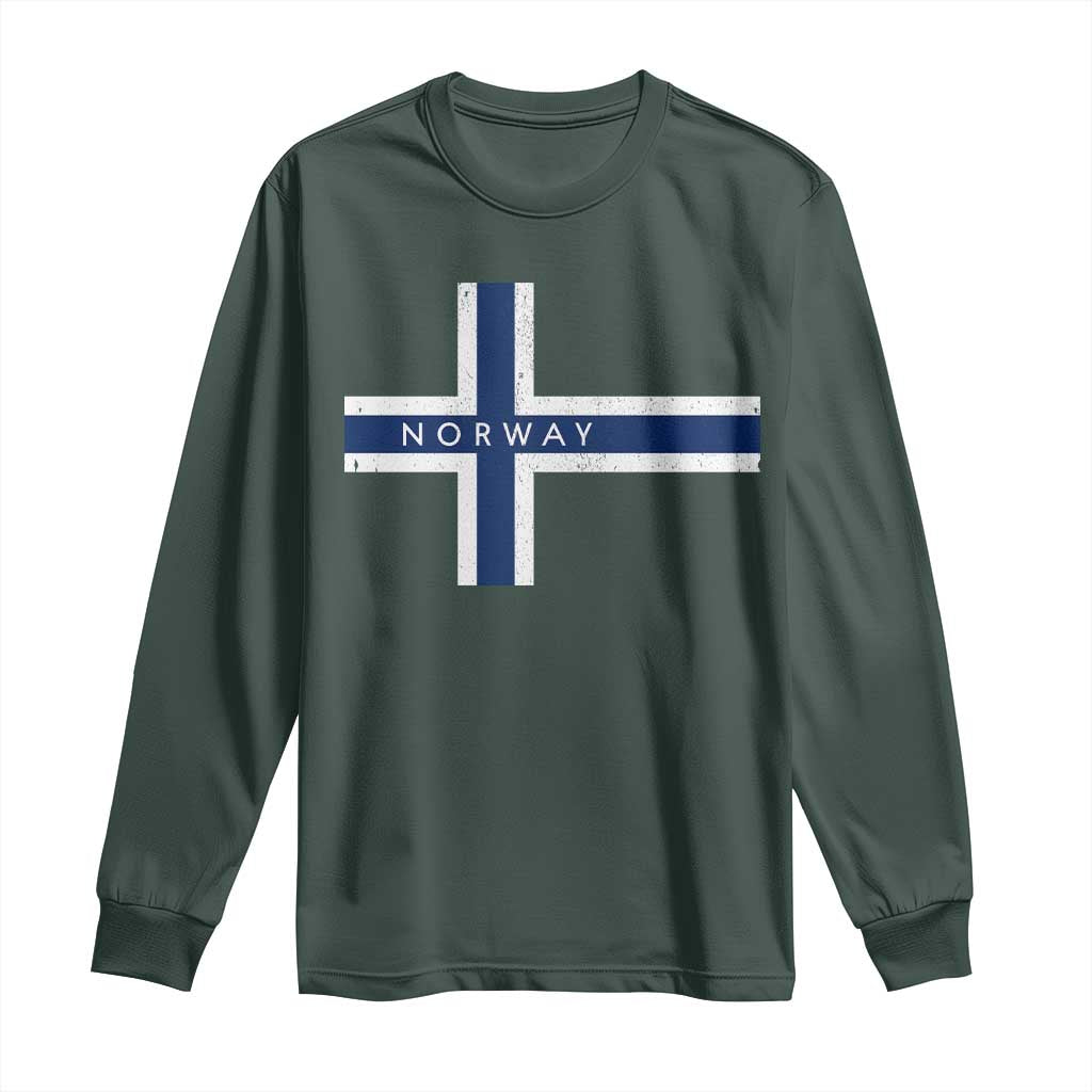 Norway Flag Cross Long Sleeve Shirt Vintage Distressed Norwegian Heritage Patriotic Scandinavian Graphic