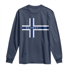 Norway Flag Cross Long Sleeve Shirt Vintage Distressed Norwegian Heritage Patriotic Scandinavian Graphic