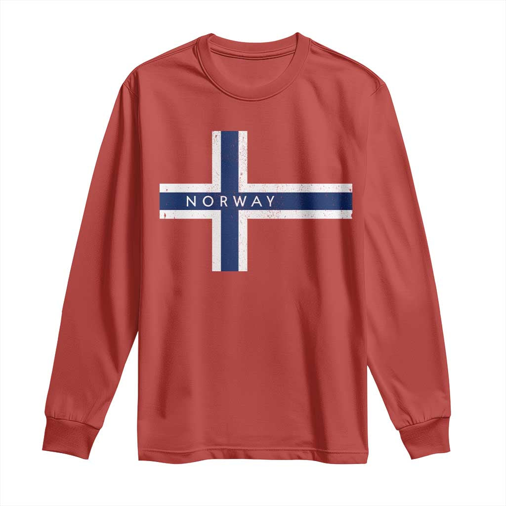 Norway Flag Cross Long Sleeve Shirt Vintage Distressed Norwegian Heritage Patriotic Scandinavian Graphic