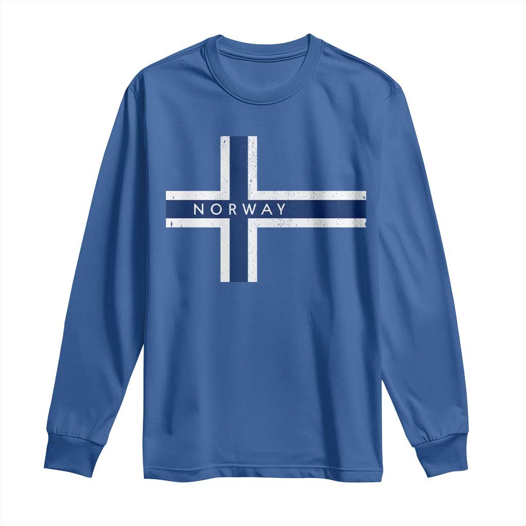 Norway Flag Cross Long Sleeve Shirt Vintage Distressed Norwegian Heritage Patriotic Scandinavian Graphic