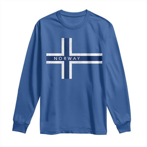 Norway Flag Cross Long Sleeve Shirt Vintage Distressed Norwegian Heritage Patriotic Scandinavian Graphic