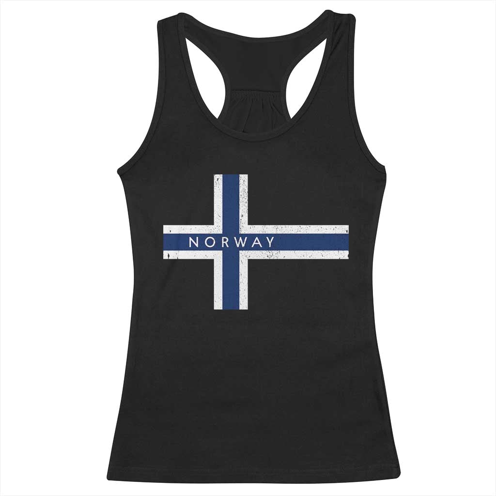 Norway Flag Cross Racerback Tank Top Vintage Distressed Norwegian Heritage Patriotic Scandinavian Graphic