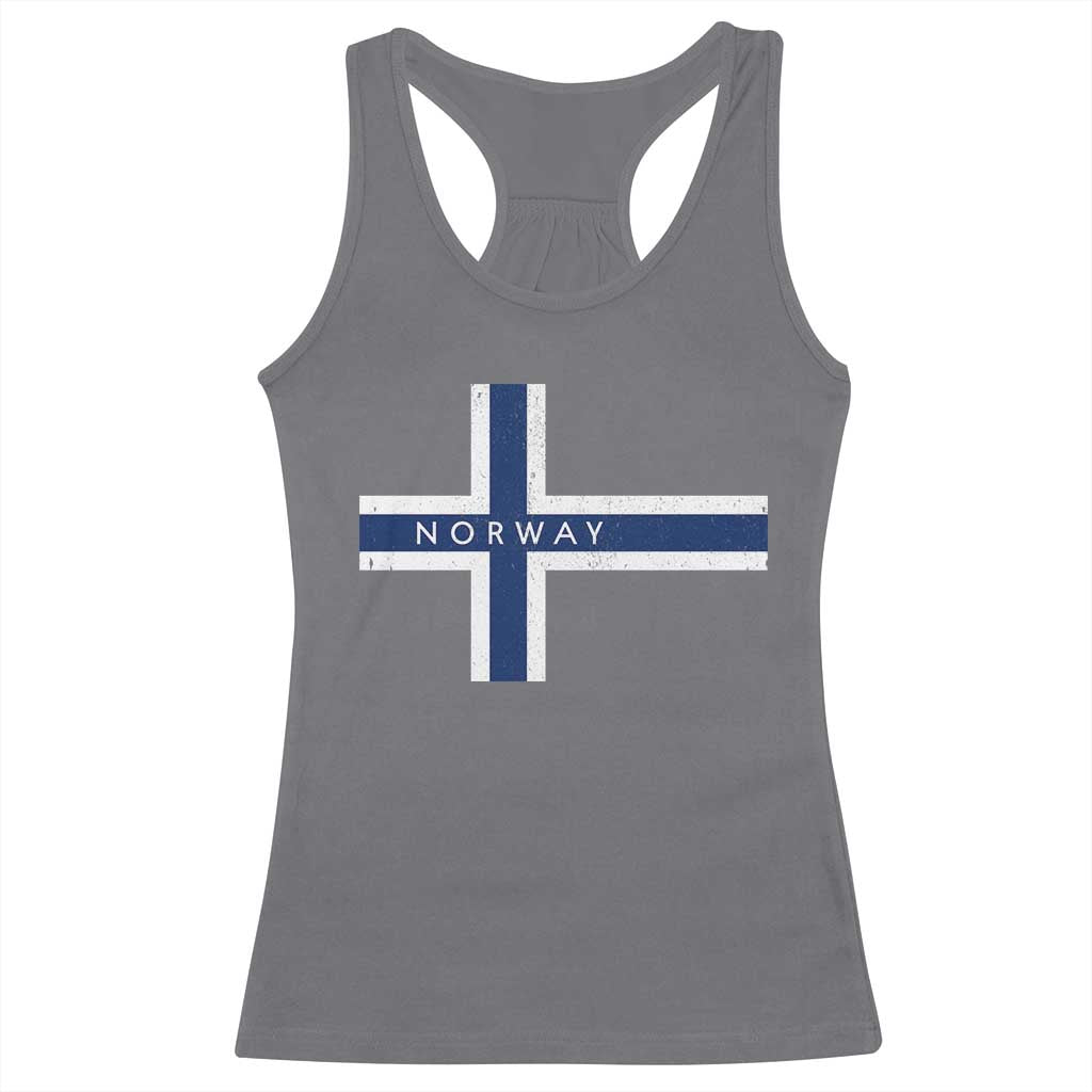 Norway Flag Cross Racerback Tank Top Vintage Distressed Norwegian Heritage Patriotic Scandinavian Graphic