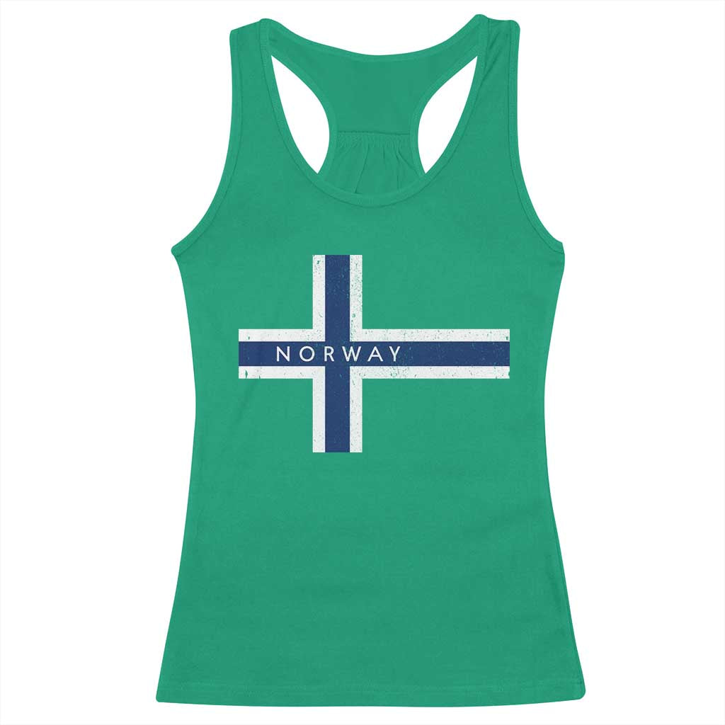 Norway Flag Cross Racerback Tank Top Vintage Distressed Norwegian Heritage Patriotic Scandinavian Graphic