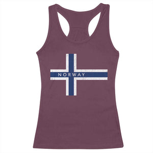 Norway Flag Cross Racerback Tank Top Vintage Distressed Norwegian Heritage Patriotic Scandinavian Graphic