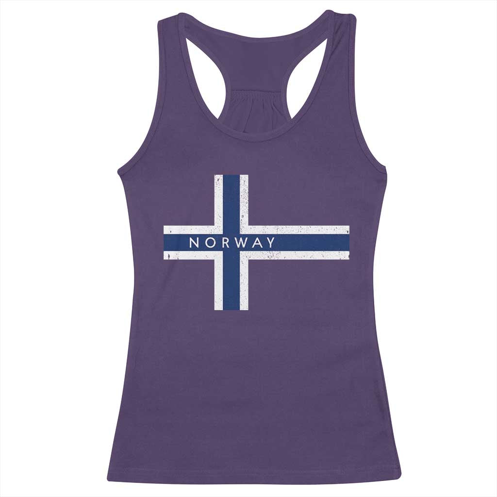 Norway Flag Cross Racerback Tank Top Vintage Distressed Norwegian Heritage Patriotic Scandinavian Graphic