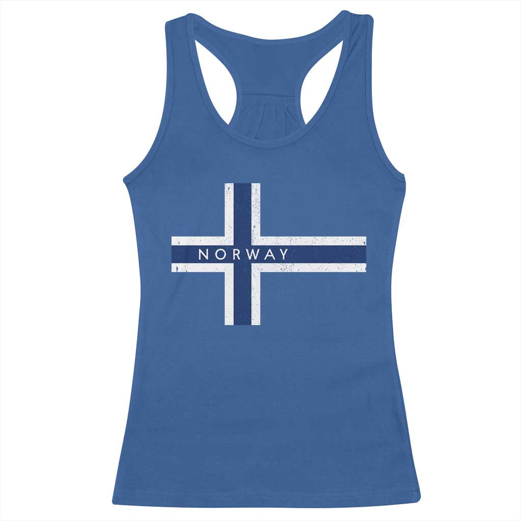 Norway Flag Cross Racerback Tank Top Vintage Distressed Norwegian Heritage Patriotic Scandinavian Graphic