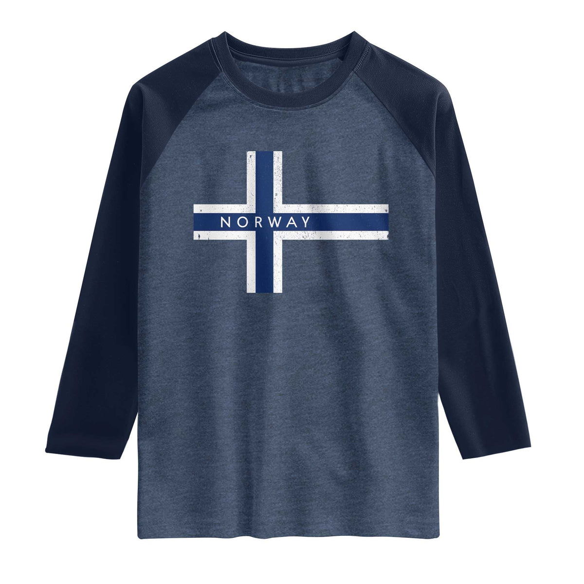 Norway Flag Cross Raglan Shirt Vintage Distressed Norwegian Heritage Patriotic Scandinavian Graphic