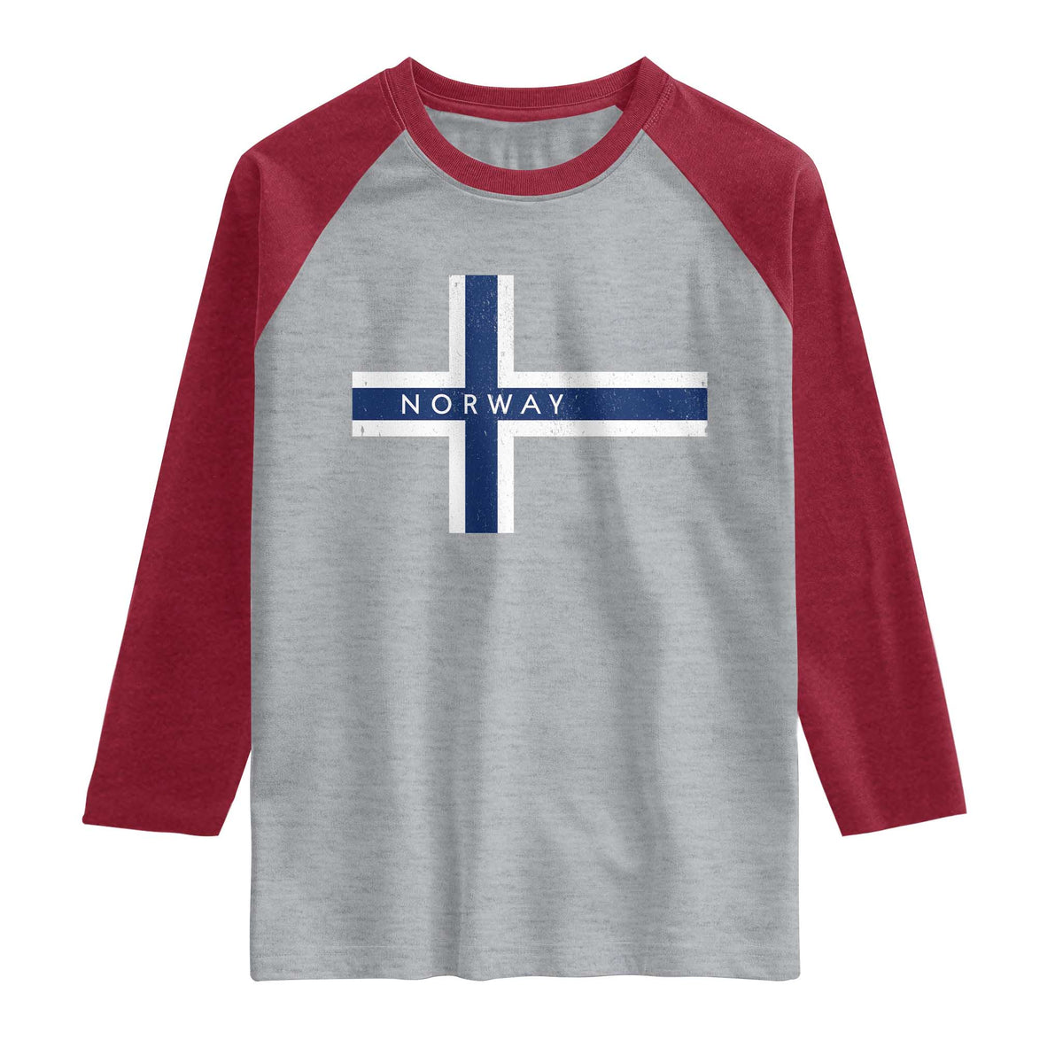 Norway Flag Cross Raglan Shirt Vintage Distressed Norwegian Heritage Patriotic Scandinavian Graphic