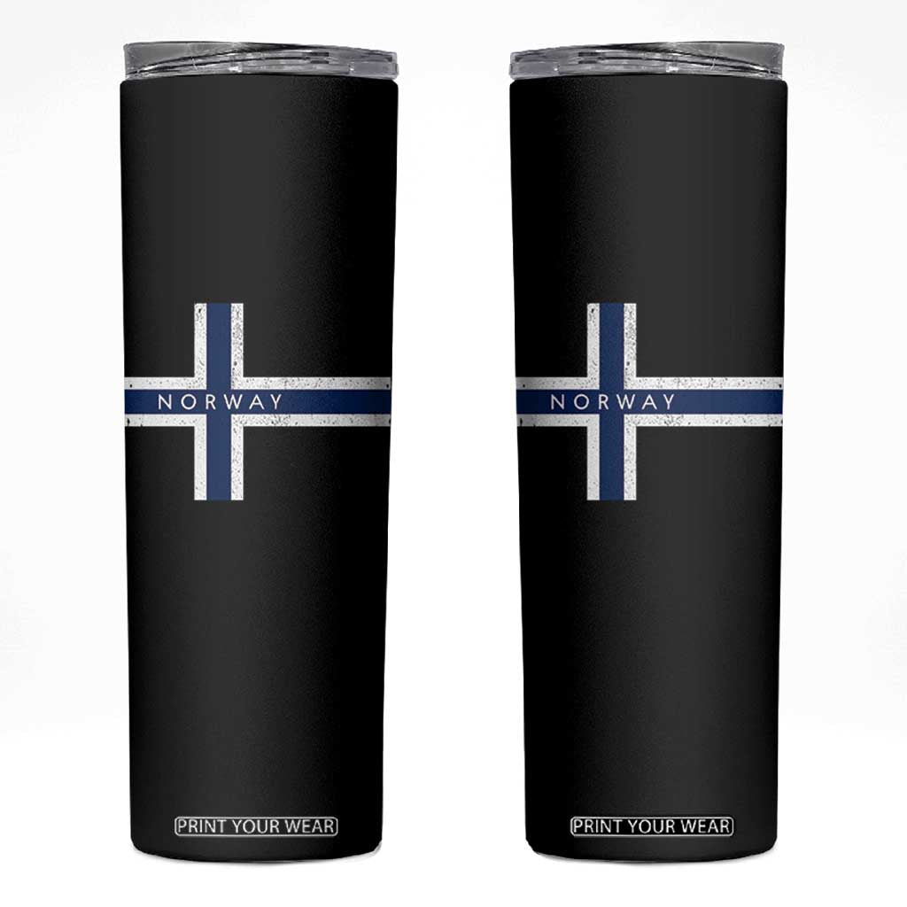 Norway Flag Cross Skinny Tumbler Vintage Distressed Norwegian Heritage Patriotic Scandinavian Graphic