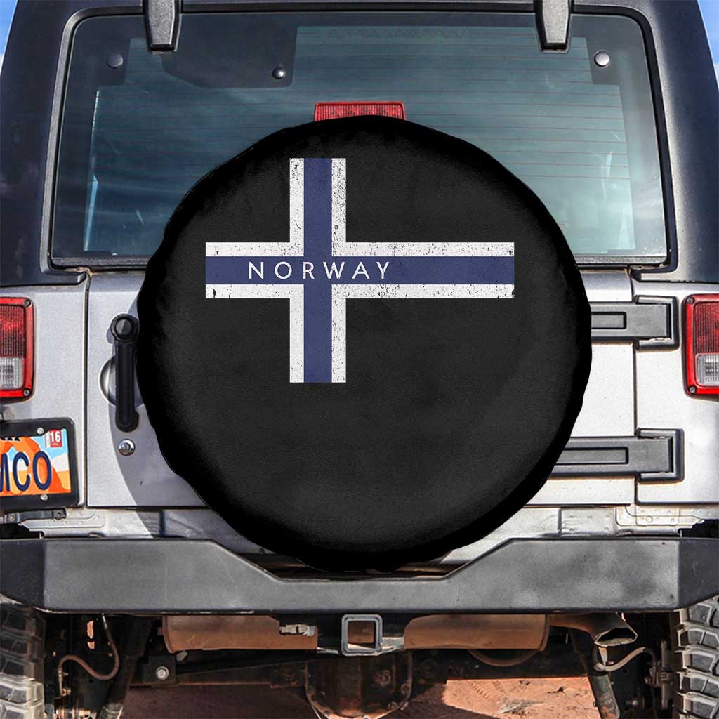 Norway Flag Cross Spare Tire Cover Vintage Distressed Norwegian Heritage Patriotic Scandinavian Graphic TS10 No hole Black Print Your Wear