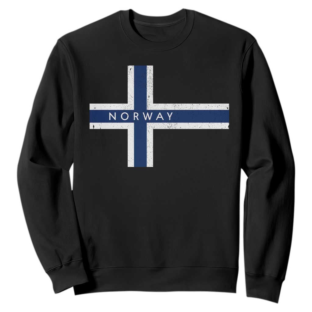 Norway Flag Cross Sweatshirt Vintage Distressed Norwegian Heritage Patriotic Scandinavian Graphic