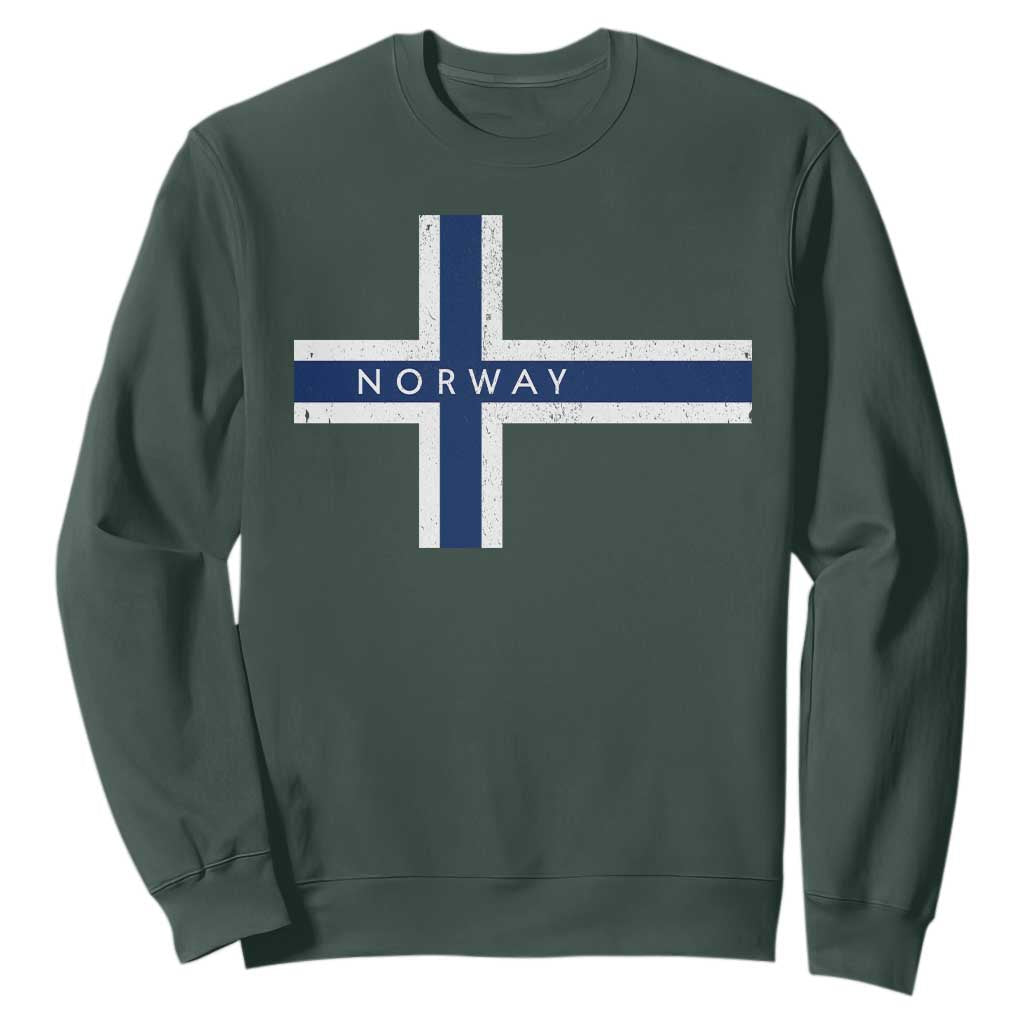 Norway Flag Cross Sweatshirt Vintage Distressed Norwegian Heritage Patriotic Scandinavian Graphic