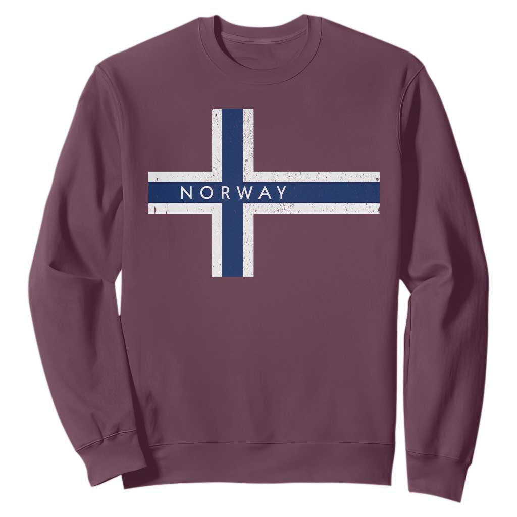 Norway Flag Cross Sweatshirt Vintage Distressed Norwegian Heritage Patriotic Scandinavian Graphic