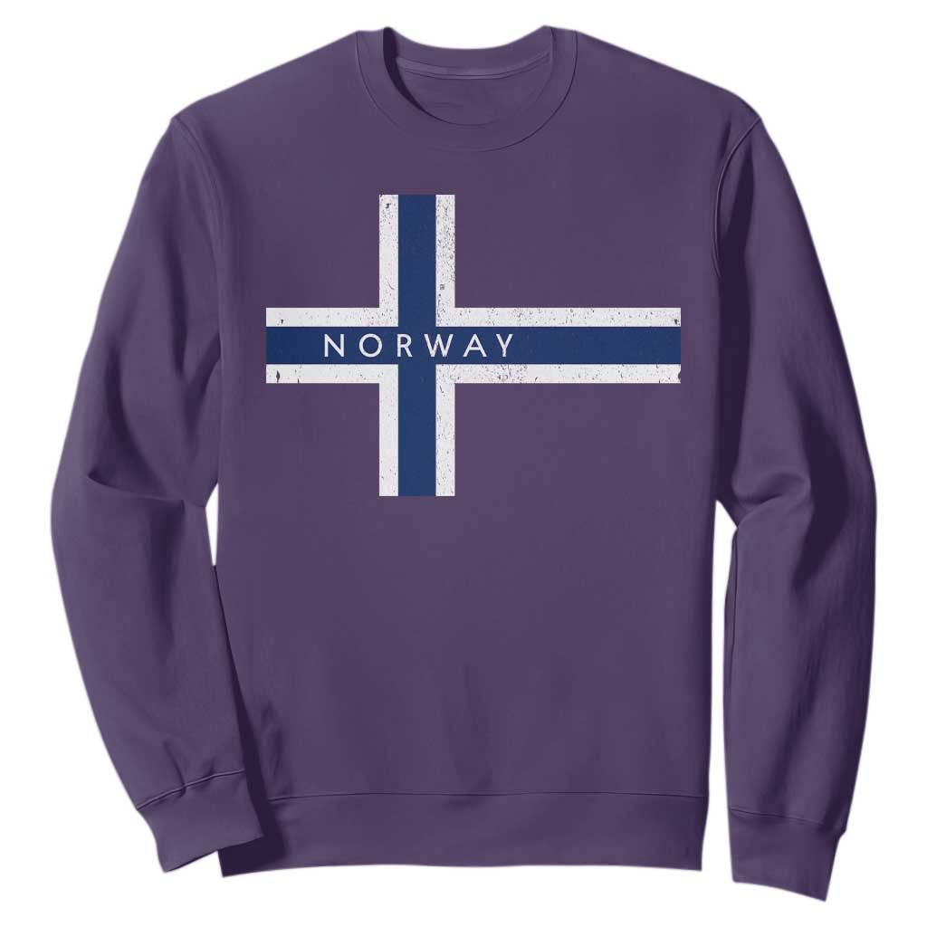 Norway Flag Cross Sweatshirt Vintage Distressed Norwegian Heritage Patriotic Scandinavian Graphic