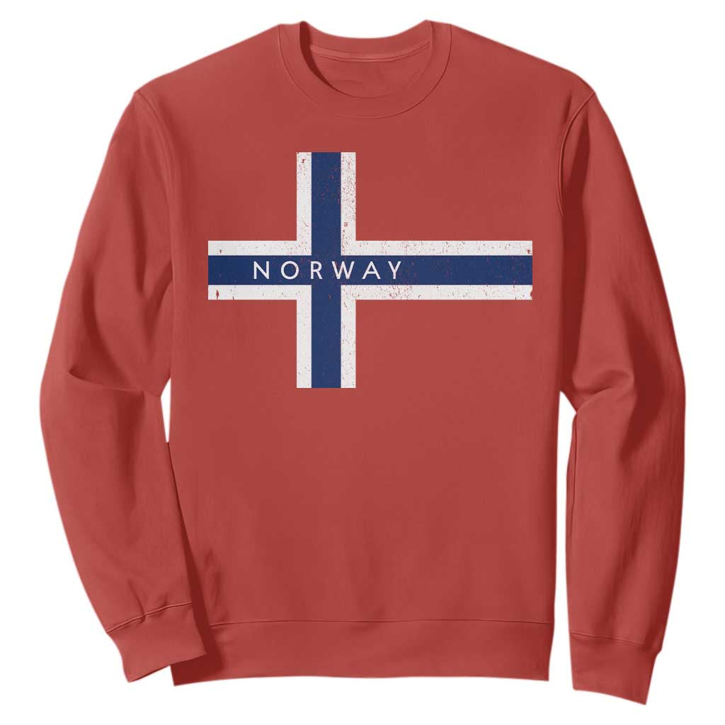 Norway Flag Cross Sweatshirt Vintage Distressed Norwegian Heritage Patriotic Scandinavian Graphic