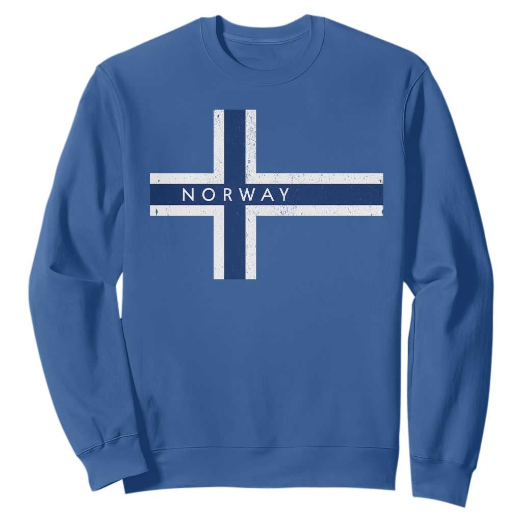Norway Flag Cross Sweatshirt Vintage Distressed Norwegian Heritage Patriotic Scandinavian Graphic