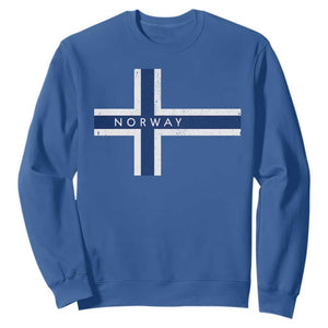 Norway Flag Cross Sweatshirt Vintage Distressed Norwegian Heritage Patriotic Scandinavian Graphic