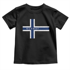 Norway Flag Cross Toddler T Shirt Vintage Distressed Norwegian Heritage Patriotic Scandinavian Graphic
