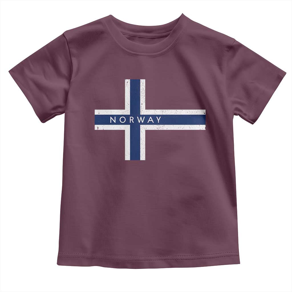 Norway Flag Cross Toddler T Shirt Vintage Distressed Norwegian Heritage Patriotic Scandinavian Graphic TS10 Maroon Print Your Wear