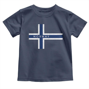 Norway Flag Cross Toddler T Shirt Vintage Distressed Norwegian Heritage Patriotic Scandinavian Graphic
