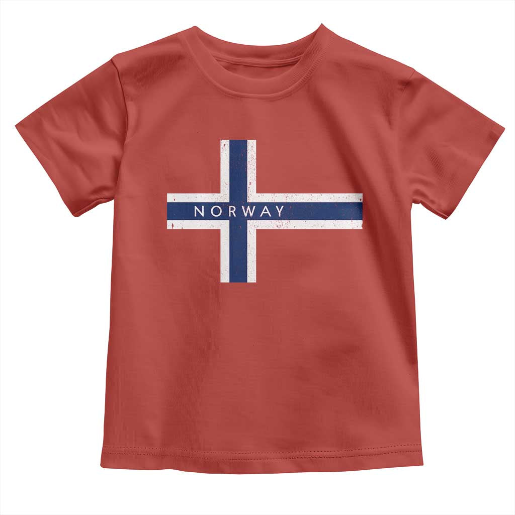 Norway Flag Cross Toddler T Shirt Vintage Distressed Norwegian Heritage Patriotic Scandinavian Graphic