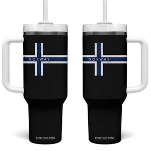 Norway Flag Cross Tumbler With Handle Vintage Distressed Norwegian Heritage Patriotic Scandinavian Graphic