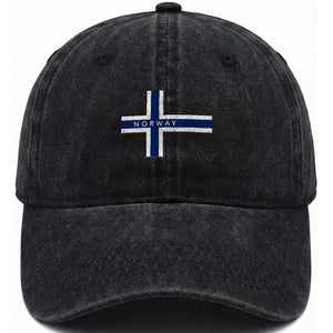 Norway Flag Cross Washed Cotton Baseball Cap Vintage Distressed Norwegian Heritage Patriotic Scandinavian Graphic