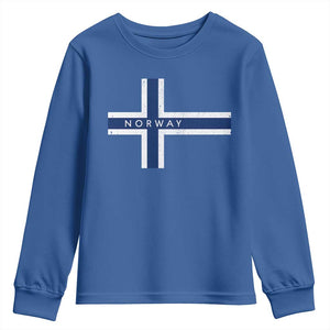 Norway Flag Cross Youth Sweatshirt Vintage Distressed Norwegian Heritage Patriotic Scandinavian Graphic