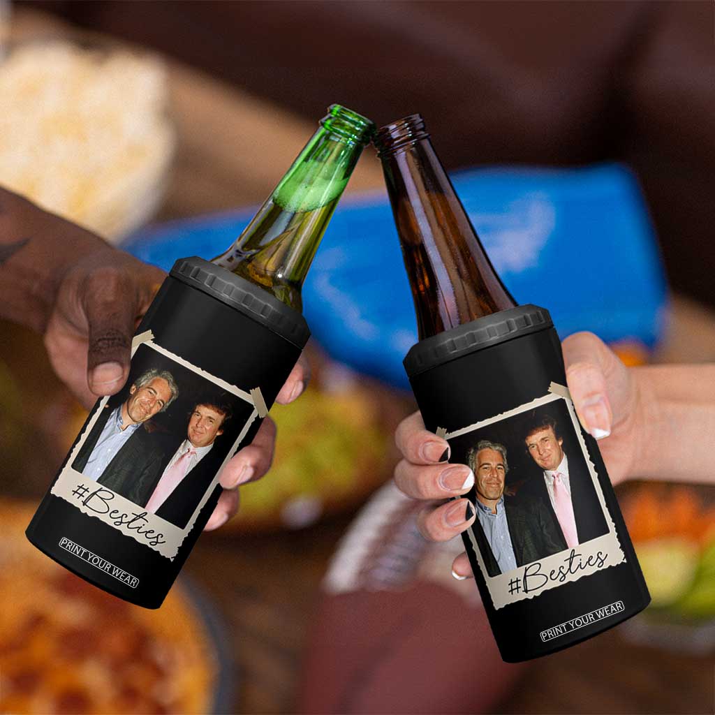 Trump Epstein Besties 4 in 1 Can Cooler Tumbler Funny FDT Vintage Photo BFF Best Friends Forever TS10 Print Your Wear