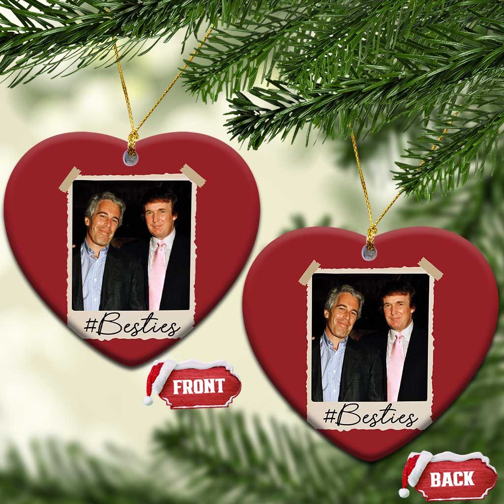 Trump Epstein Besties Christmas Ornament Funny FDT Vintage Photo BFF Best Friends Forever TS10 Heart Red Print Your Wear