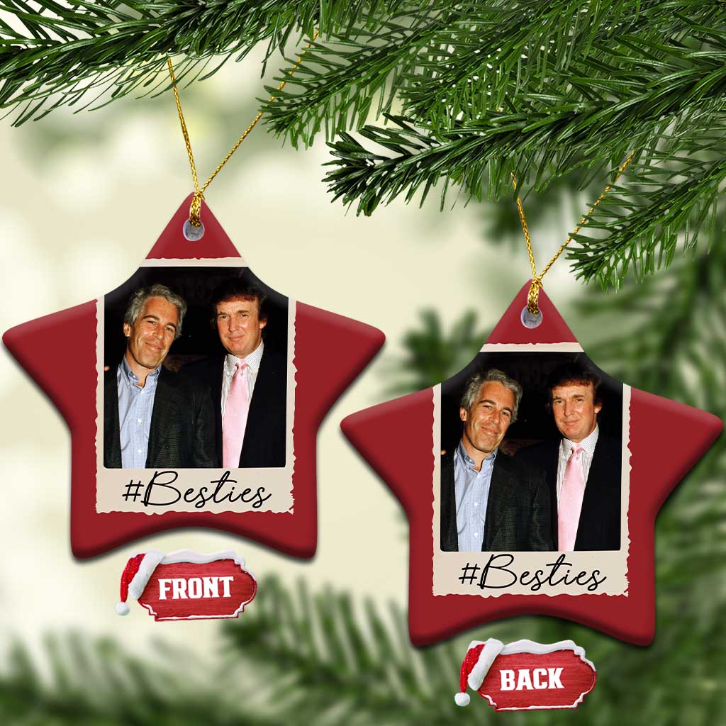 Trump Epstein Besties Christmas Ornament Funny FDT Vintage Photo BFF Best Friends Forever TS10 Star Red Print Your Wear
