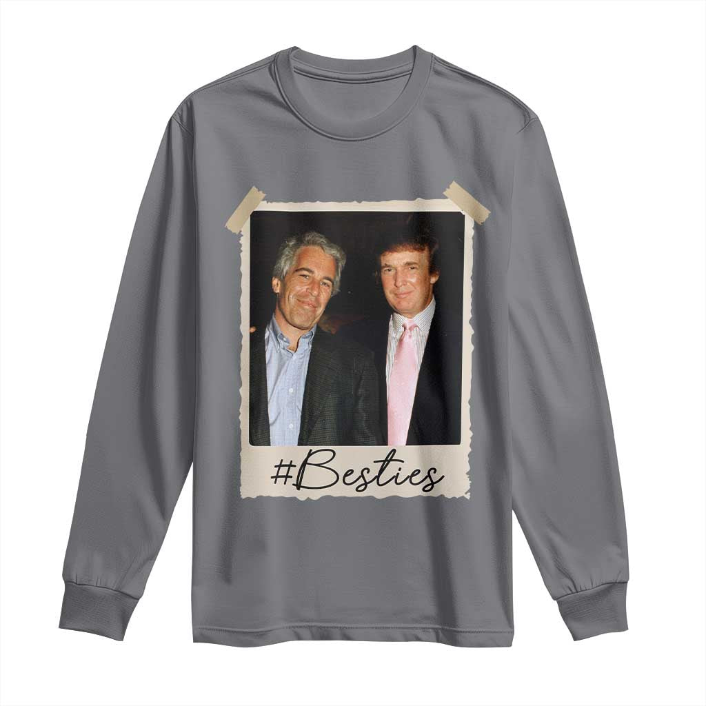 Trump Epstein Besties Long Sleeve Shirt Funny FDT Vintage Photo BFF Best Friends Forever TS10 Charcoal Print Your Wear