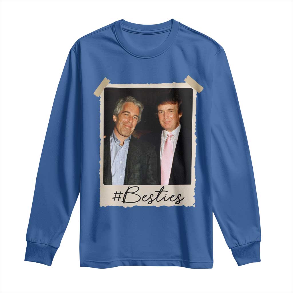 Trump Epstein Besties Long Sleeve Shirt Funny FDT Vintage Photo BFF Best Friends Forever TS10 Royal Blue Print Your Wear
