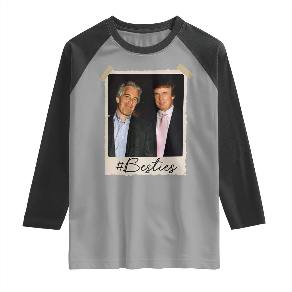 Trump Epstein Besties Raglan Shirt Funny FDT Vintage Photo BFF Best Friends Forever TS10 Sport Gray Black Print Your Wear