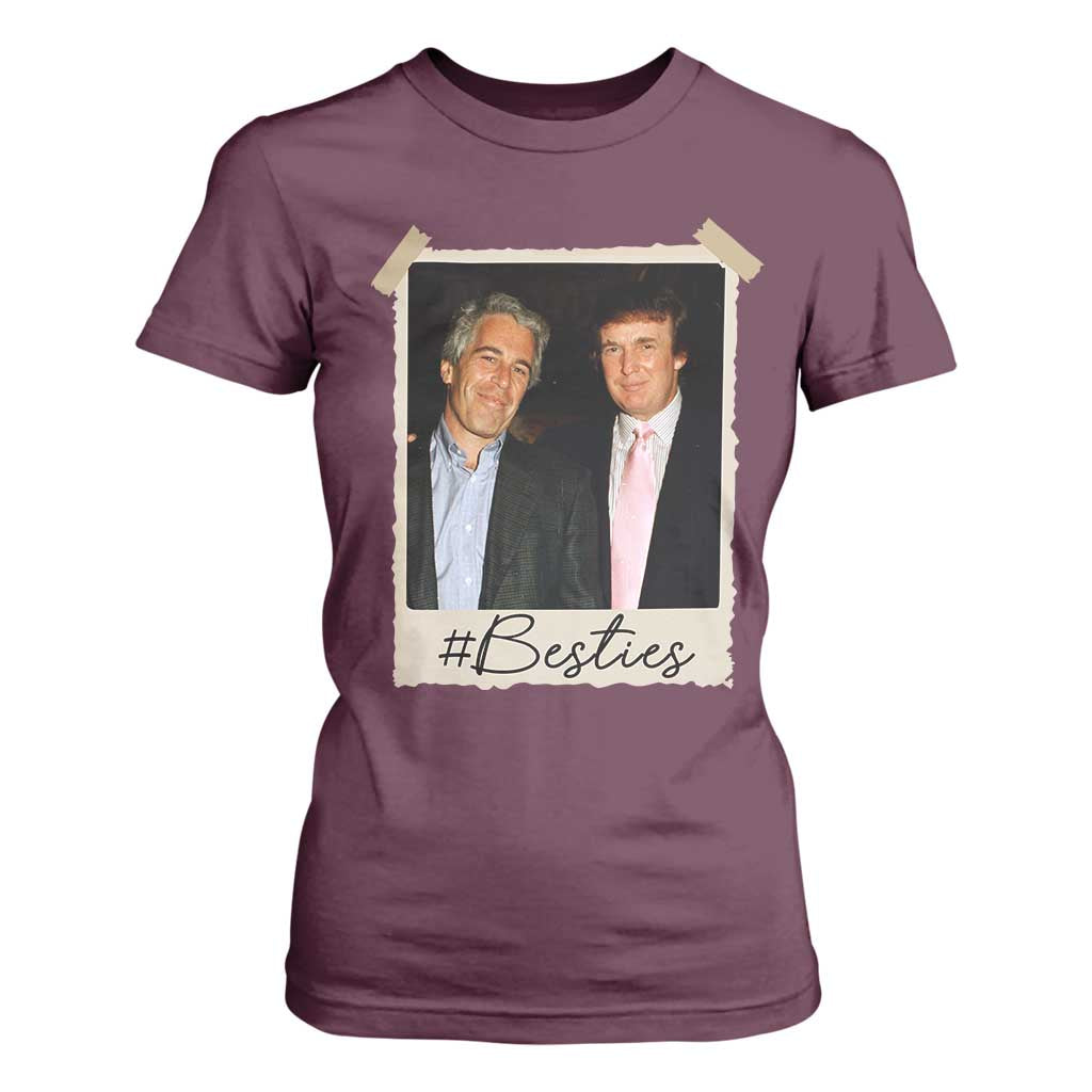 Trump Epstein Besties T Shirt For Women Funny FDT Vintage Photo BFF Best Friends Forever TS10 Maroon Print Your Wear