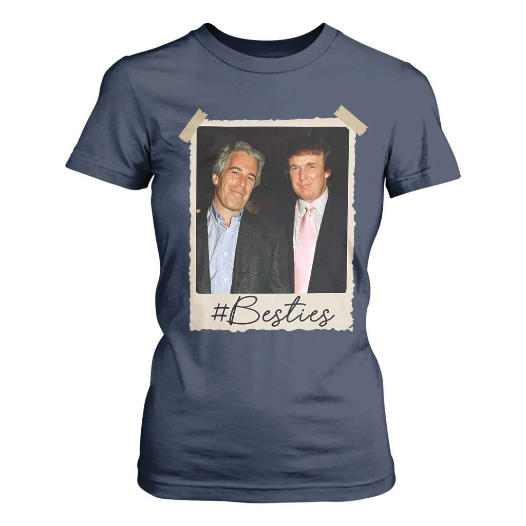 Trump Epstein Besties T Shirt For Women Funny FDT Vintage Photo BFF Best Friends Forever TS10 Navy Print Your Wear