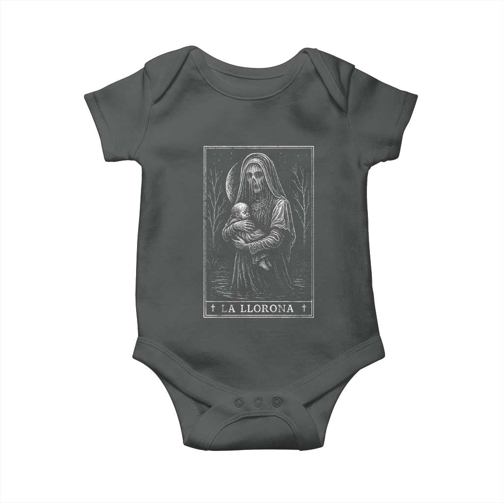 La Llorona Baby Onesie Tarot Card Horror Death Occult Mexican Folklore Halloween TS10 Dark Heather Print Your Wear