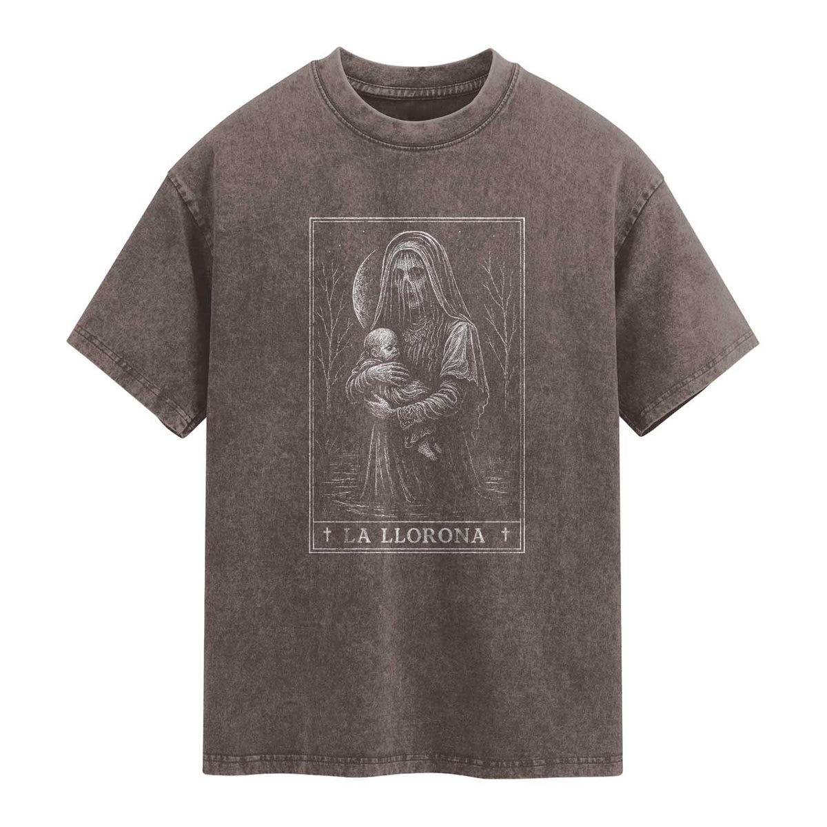 La Llorona Washed Cotton T-Shirt Tarot Card Horror Death Occult Mexican Folklore Halloween