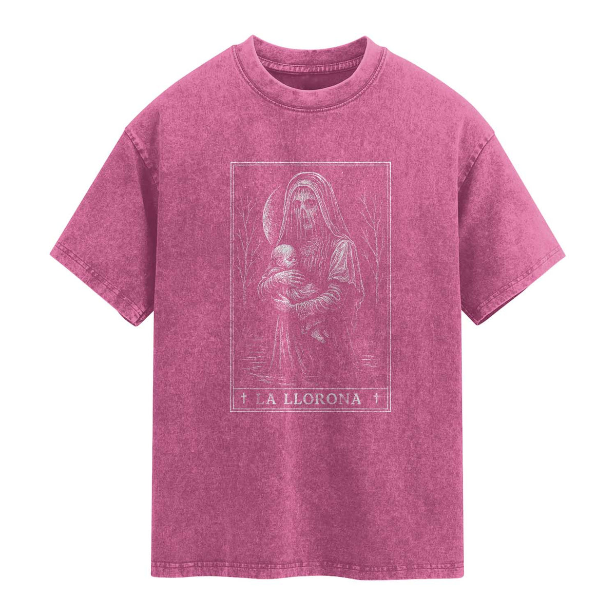 La Llorona Washed Cotton T-Shirt Tarot Card Horror Death Occult Mexican Folklore Halloween