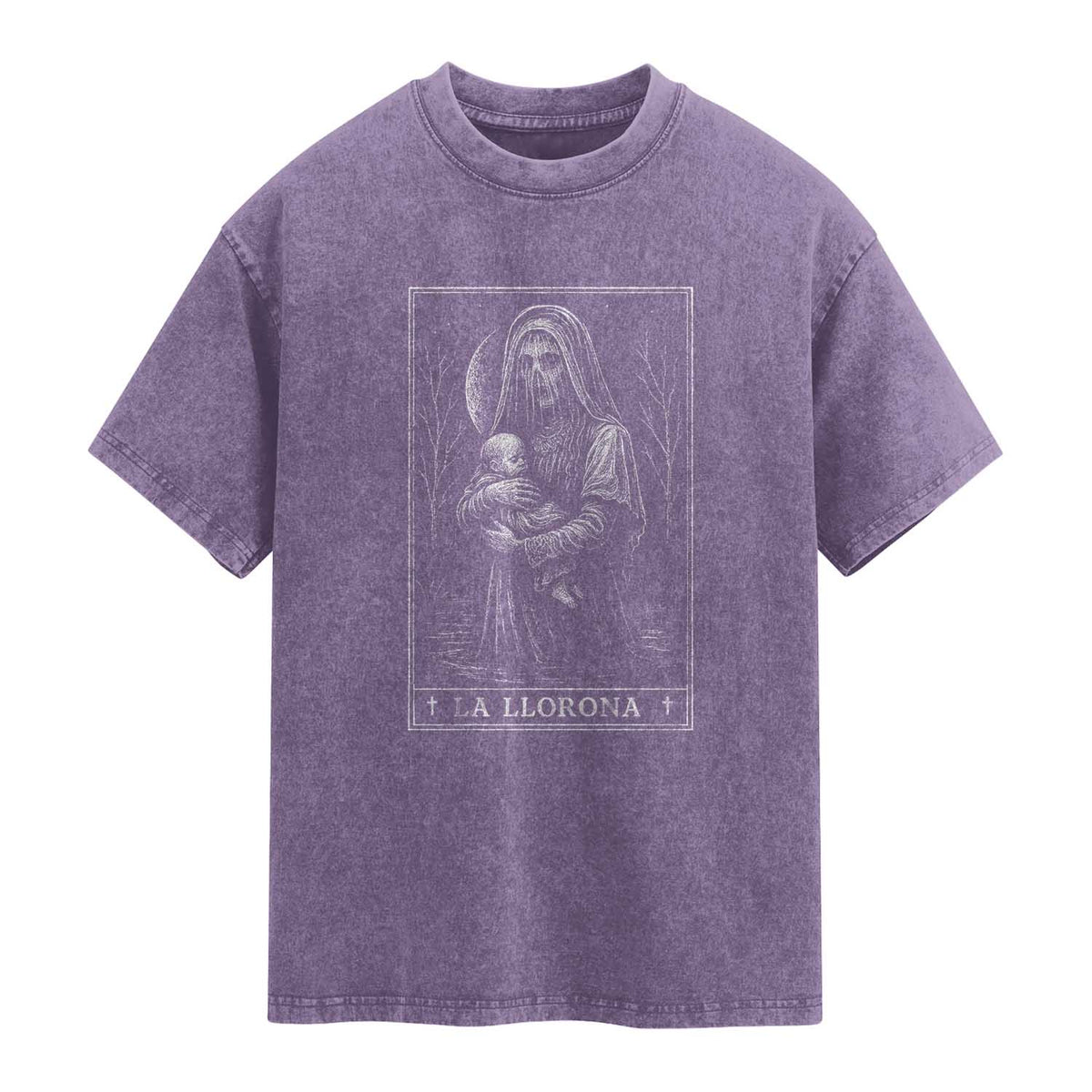 La Llorona Washed Cotton T-Shirt Tarot Card Horror Death Occult Mexican Folklore Halloween