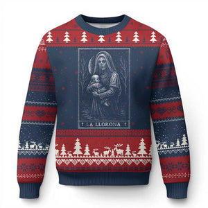 La Llorona Ugly Christmas Sweater Tarot Card Horror Death Occult Mexican Folklore Halloween TS10 Navy Red Print Your Wear
