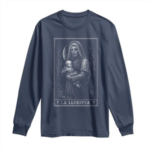 La Llorona Long Sleeve Shirt Tarot Card Horror Death Occult Mexican Folklore Halloween TS10 Navy Print Your Wear