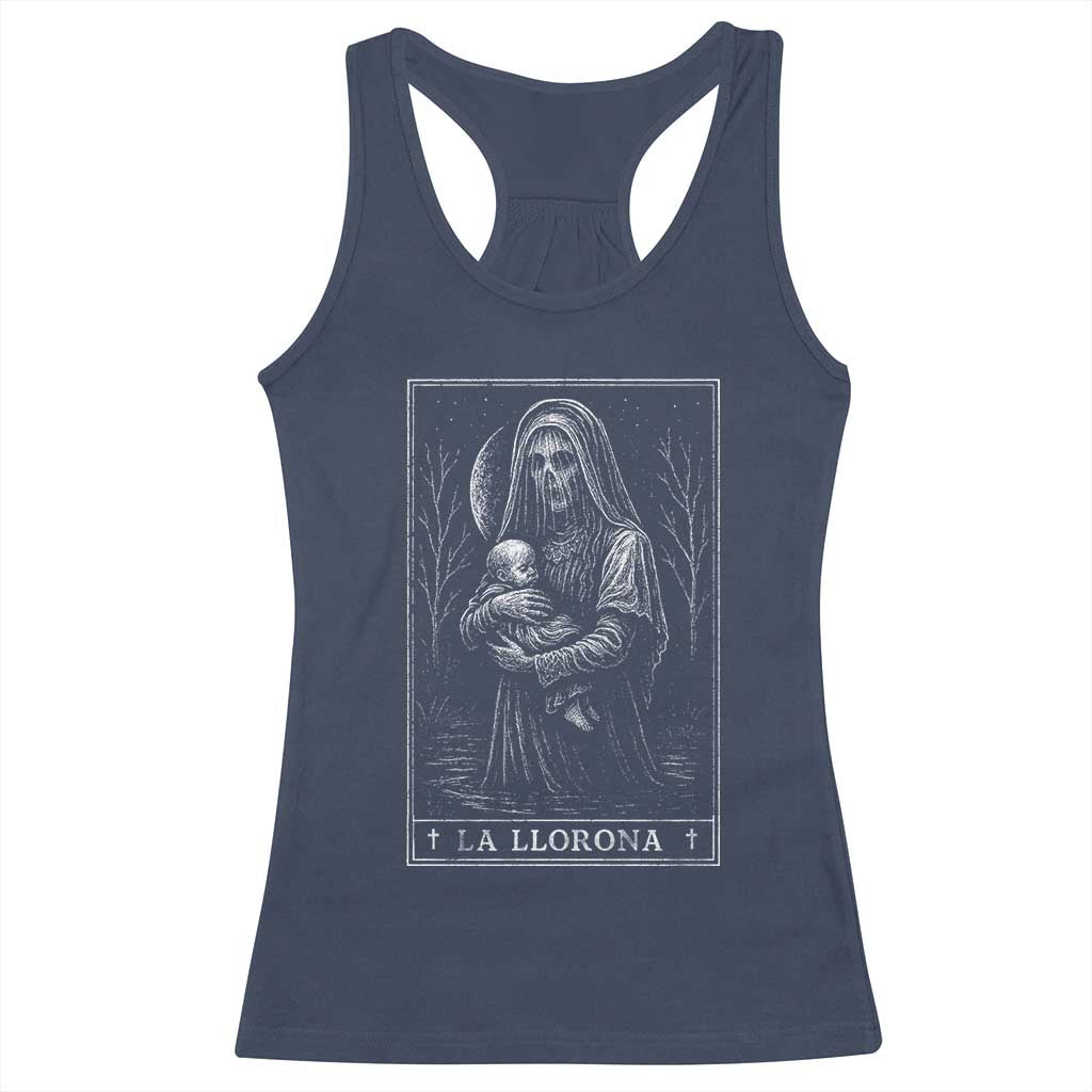 La Llorona Racerback Tank Top Tarot Card Horror Death Occult Mexican Folklore Halloween TS10 Navy Print Your Wear