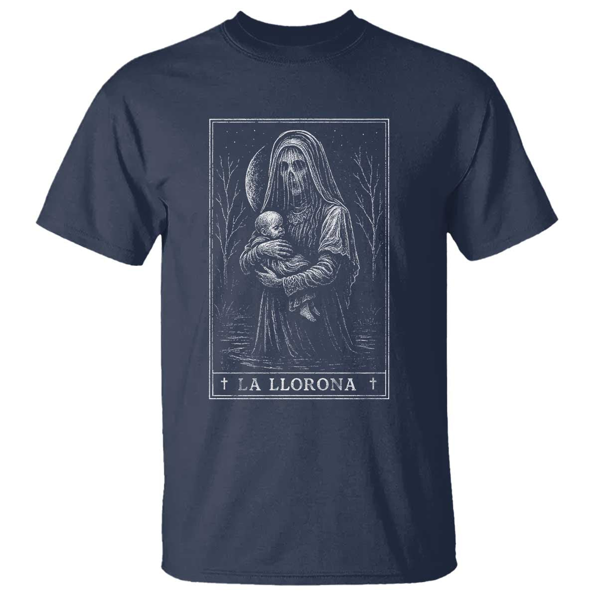 La Llorona T Shirt Tarot Card Horror Death Occult Mexican Folklore Halloween TS10 Navy Print Your Wear