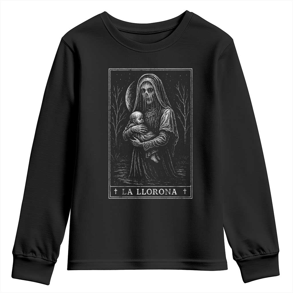 La Llorona Youth Sweatshirt Tarot Card Horror Death Occult Mexican Folklore Halloween TS10 Black Print Your Wear
